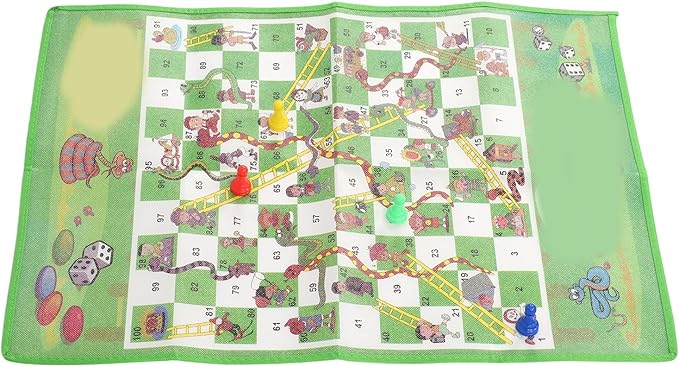 Ladder Board Game Flying Chess Fun Foldable Portable Desktop Aeroplane Chess Set for Family Travel Camping Plastic Non Woven Fabric 60x45cm 4 Pieces 1 Dice Storage Bag