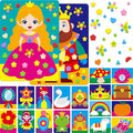SpriteGru Foam Sticker Art Activity, 10 Princess & Castle Art Board with 1660 Foam Stickers in 10 Colors, Funny DIY Activity Creative Craft Kits Travel Game for Kids, Boys & Girls