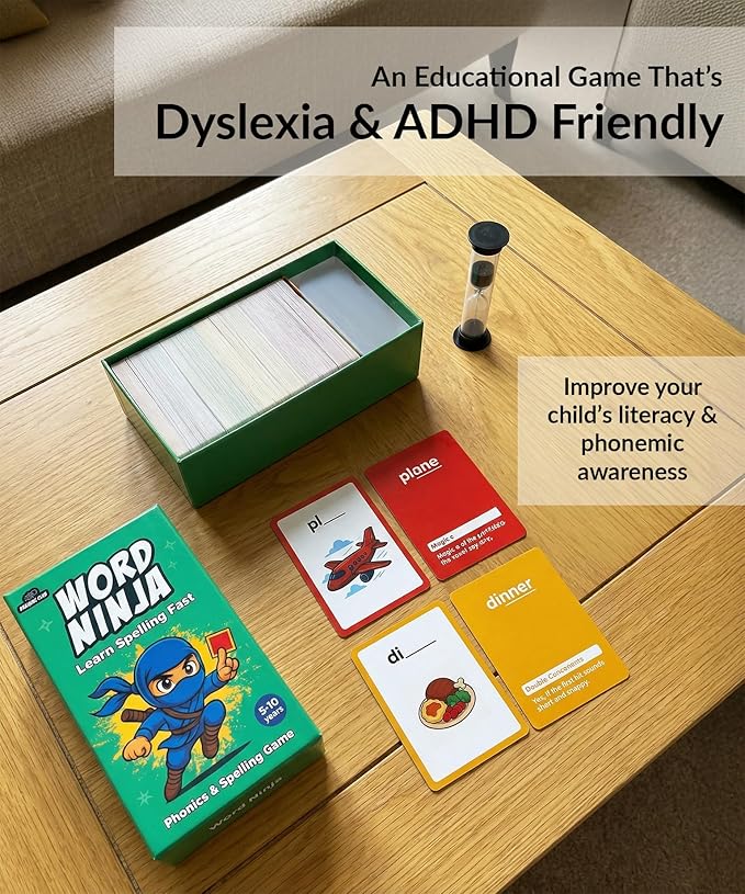 Spelling Game for Kids Ages 5-10, Phonics Game, Educational Learning Game for 1st, 2nd, 3rd, 4th Grade Teachers, Classrooms or Homeschool, Learn to Spell Words, Dyslexia Friendly Literacy Flashcards