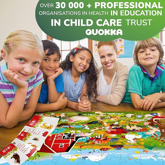 QUOKKA Search and Find Puzzles for Kids Ages 4-6 - Riddle Kids Puzzles 6-8 Years Old - 70 Unique Pcs - 20 Illustrated Guessing Cards - Engaging Children Themes - Farm Puzzle Gift for Toddlers 3-5