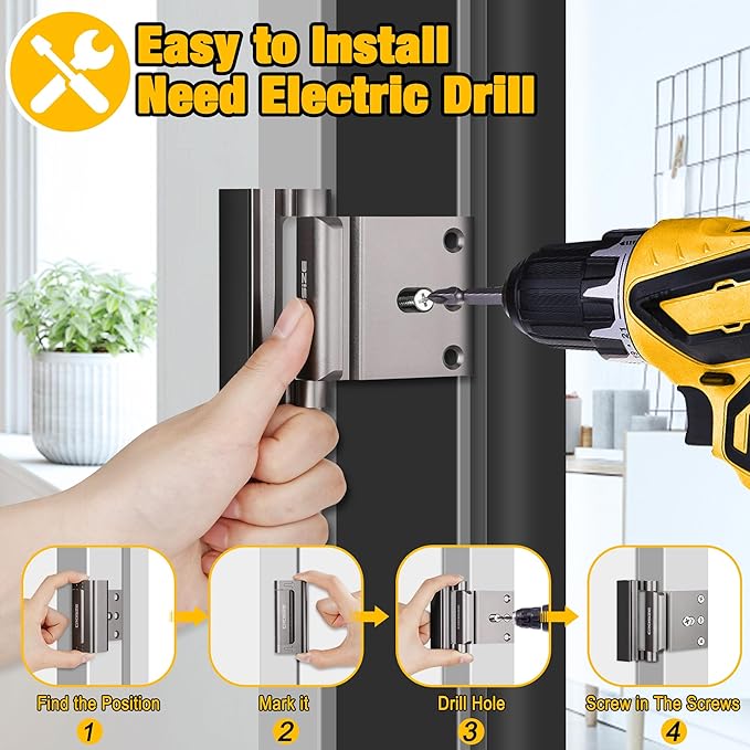 Home Security Door Lock, Upgraded Metal Door Reinforcement Lock, 3" Withstands 1000 lbs of Impact for Inward Swing Doors, Defender Door Locks for Kids Safety, Prevent Unauthorized Entry, Dark Gray
