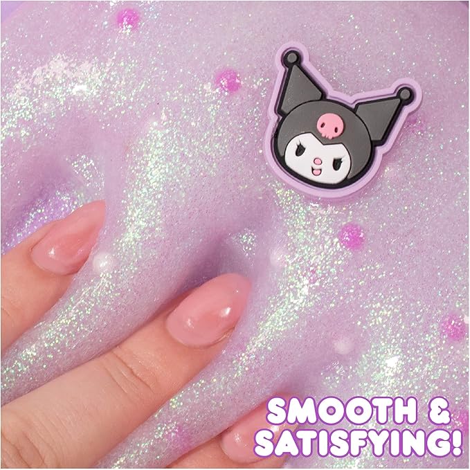 Kuromi SLIMYGLOOP Jar, 8 oz Purple & White Cake-Scented Slime, Includes Beads & Kuromi Charm