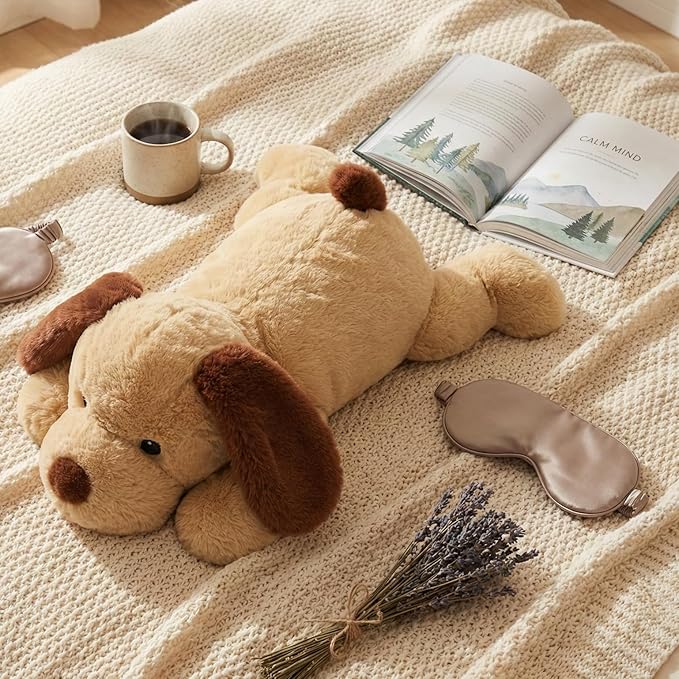 WEIGEDU Weighted Puppy Dog Stuffed Animal Plush Toy for Kids and Adults with Embroidered Eyes and Removable Weight Pack - 21.5 Inches, 2.3 lbs
