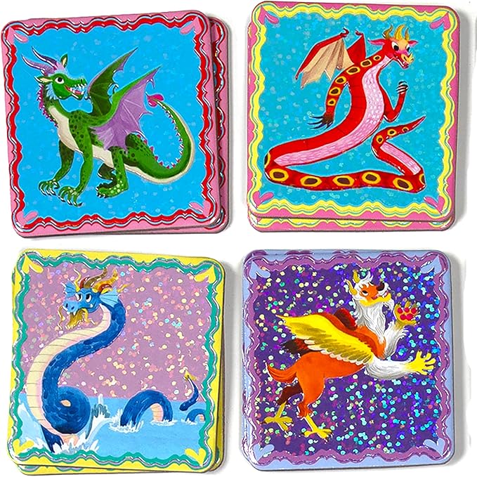eeBoo: Memory and Matching Game - Shiny Dragons - 24 Pairs, Develops Recognition, Concentration, Memory & Vocabulary Skills, Age 3+