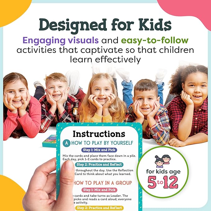 Mindfulness Cards for Kids - Social Emotional Learning Tools, Coping Skills, Self-Regulation Flash Cards, Therapy Resources, Preschool, Special Needs, ADHD, Autism, Counseling Supplies, Learning Game