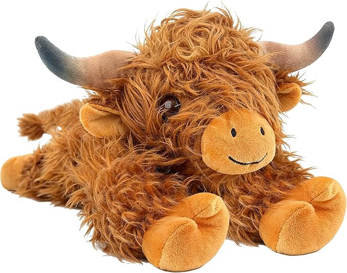 JOD® 4lbs Highland Cow Weighted Stuffed Animals, 22inch Giant Highland Cow Gift Plushie Toy, Cute Stuffed Animal Highland Cattle Plush Pillow Women Adults Kid Bedtime Highland Cattle