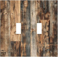 Decorative Switch Plates Rustic Brown Wood Pattern Splice Plank 2 Gang Double Toggle Outlet Light Switch Cover Wall Plate Electrical Faceplate For Farmhouse Cabin Decor