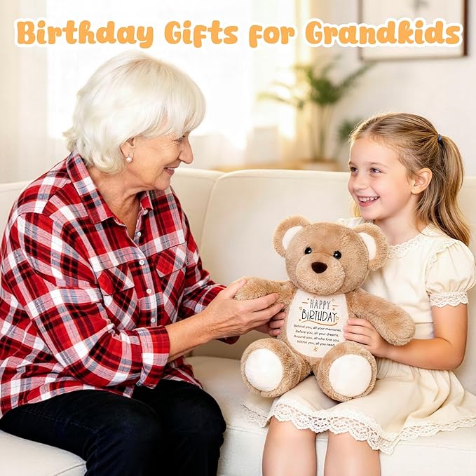 15" Birthday Teddy Bear with Inspirational Message – Soft Plush Keepsake for 18th, 21st Birthday Gifts for Daughter, Son, Friends & Grandkids