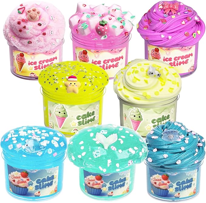 Sunool 8 Packs Mixed Cloud Galaxy Butter Slime Kit, Non Sticky, Super Soft Sludge Toy, Birthday Gifts, Party Favor for Girls & Boys