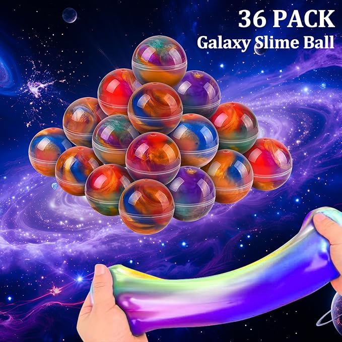 36 Pack Galaxy Slime Ball Kit - Stocking Stuffers for Teen Boys Girls Slime Party Favors for Kids Goodie Bag Stuffers Classroom Prizes Stress Relief Toys Easter Birthday Christmas Valentines Day Gifts