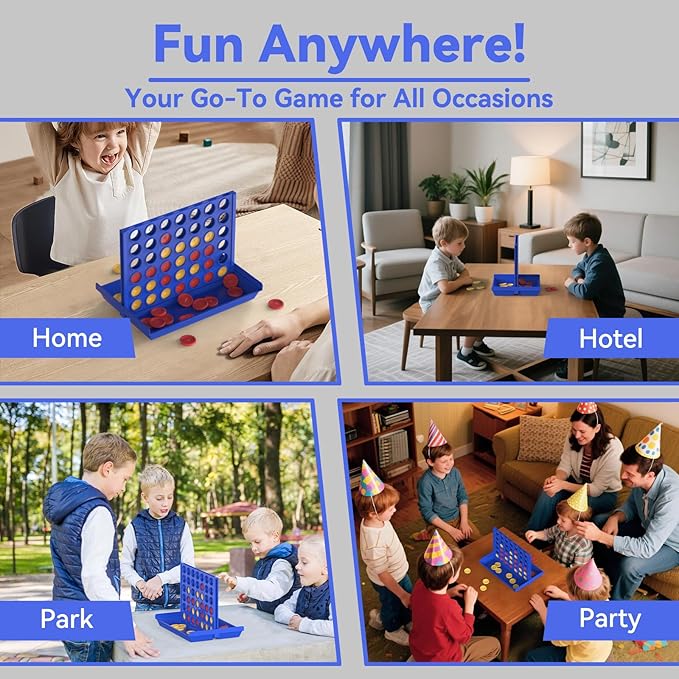 Pup Go Standard Size 4 in a Row Board Games for Kids Ages 3 for Boys Girls Teens, Classic Family Game Educational Toy, Portable 2-Player Strategy Games, 6 Spare Discs Included
