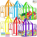 6 Color XXL Toy Storage Bags 16.5×11.8×6.8In with Labels, Large Capacity Reusable Clear PVC Storage Bags, Travel Waterproof Organizer Bags with Double Zipper
