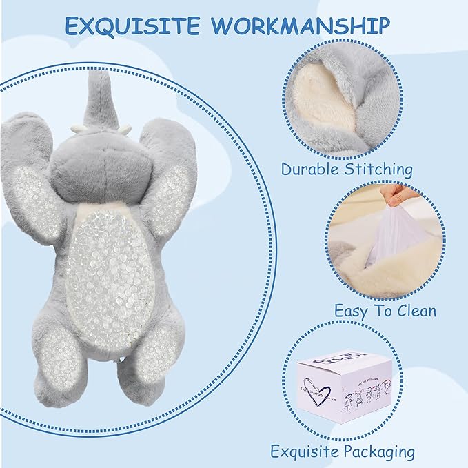 GILFWM Weighted Stuffed Animals Elephant - 20.5" Cute Toy Pillow Plushie Gifts for Kids Boys Girls & Adults, 3 lbs Soft Washable Plush Pillowfort