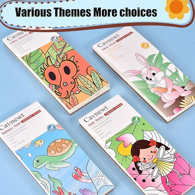 Cavnewt Paint with Water Coloring Book for Kids, Pocket Mess-Free Watercolor Painting Kit with Brush & Refill, Animal Forest Theme Travel Activity Toy,Easter Basket Stuffers Gifts for Kids