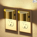 JandCase LED Night Lights Plug into Wall, 2 Pack Gold Modern Night Lights, Dusk to Dawn Sensor Nightlight,0-100LM Brightness Adjustable, 3000K Soft White
