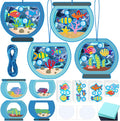 Chiisong 24 Sets Fishbowl Paper Crafts for Kids Summer Fish Tissue Paper Sign Craft Kit Make Your Own Aquarium DIY Paper Craft Art Projects for Kids Fun Classroom Home Activities, 4 Styles