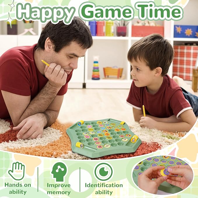 54PCS Animal Flip Chess Memory Chess Game, Animal Flip Matching Chess Board, Memory Chess Game for Kindergarten Gathering Activity, Flip to Win Travel Memory Game