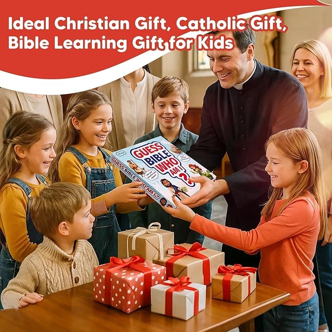 Garybank Guess Bible Who Am I Games for Kids, 24 Holy Bible Characters with Life Story & Verse Cards, Bible Trivia Study Supplies for Sunday School, Youth Group & Teens, Christian Catholic Gifts