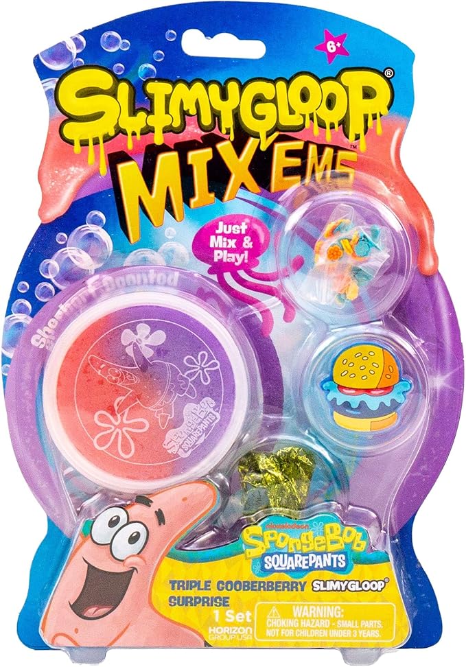 Spongebob Squarepants™ SLIMYGLOOP Mix’EMS – Patrick’s Triple Gooberberry Surprise, Sherbert-Scented Cloud Slime with Mix-Ins