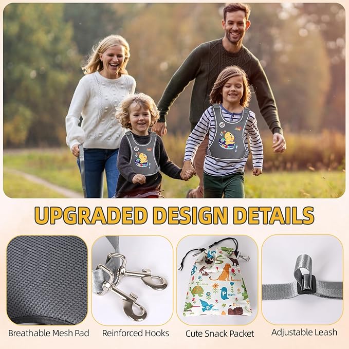 Safety Walking Harness for Kids 3-6, Anti-Elopement Vest Harness for Autism Special Needs ADHD, Reflective Leash with Grab Handle for Autistic, Active Children, Adjustable Tether for Travel and Crowds
