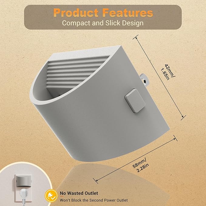 JandCase Night Light, Automatic Night Lights Plug into Wall,2 Pack Dusk to Dawn Sensor Nightlight, 3000K Soft White Brightness Adjustable Nightlight for Kids Bedroom Hallway Kitchen Decor