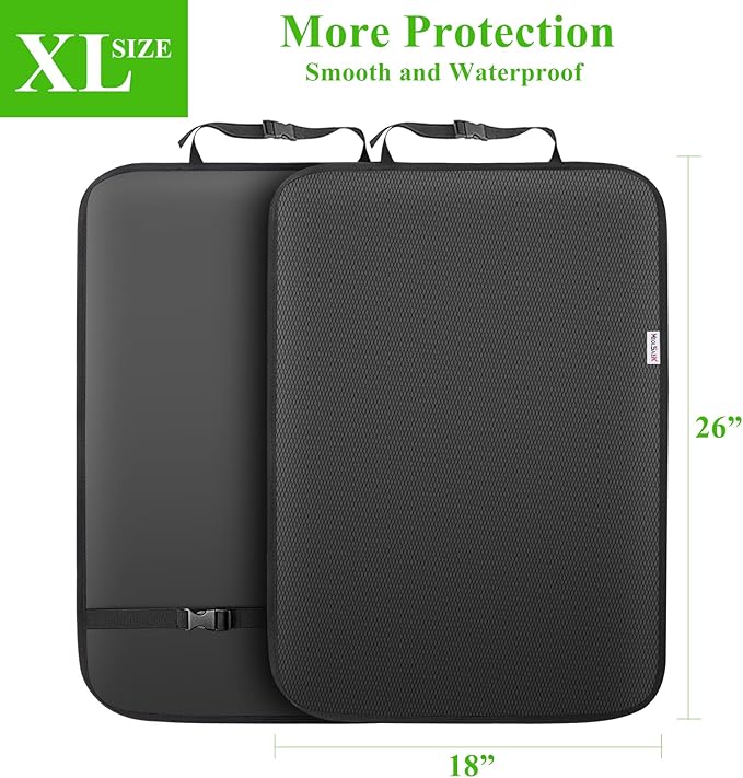 Meolsaek Kick Mats Back Seat Protector, Waterproof Oxford Seat Back Protector, Car Seat Back Protector for Kids, Back of Seat Protector for Kids Feet Car Seat (Black A -2pc)