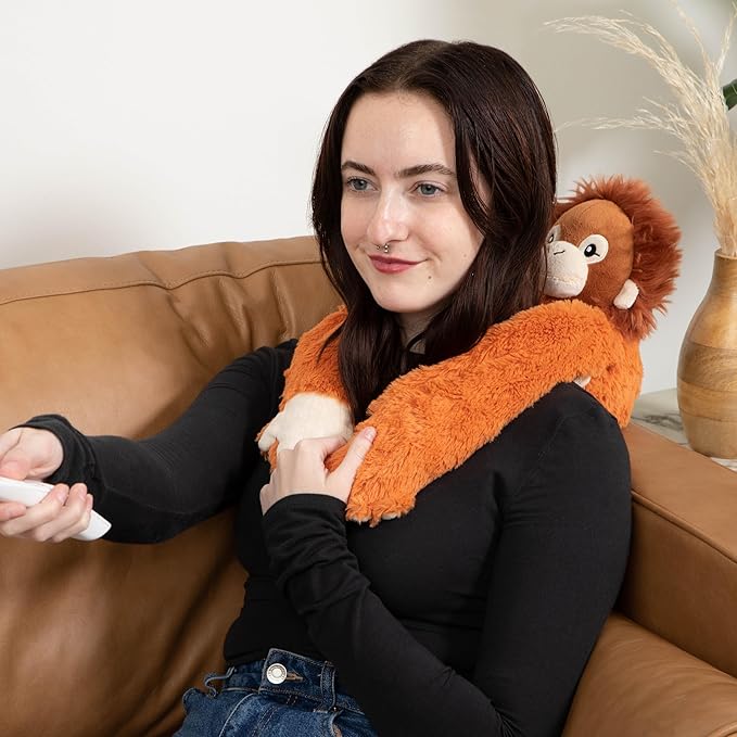 HUGIMALS Hugarounds Ollie the Orangutan 2.5 lb Microwaveable & Freezable Weighted Plush Neck & Shoulder Wrap | Soothing, Comforting Hugs for Self-Care & Relaxation | Unscented for Ages 2+