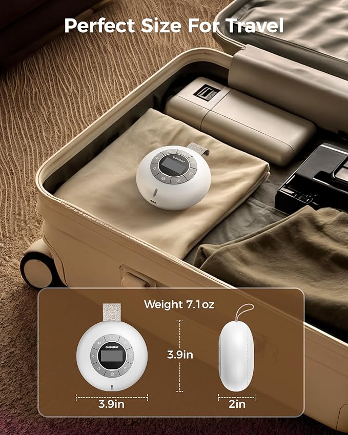 Glocusent Portable White Noise Machine, 62 Soothing Sounds, 2000mAh Battery for 30Hrs Long Lasting - Noise Canceling for Office & Sleeping, Travel Sound Machine for Baby Kids Adults