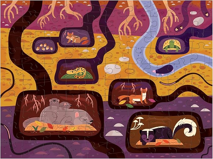Mudpuppy Forest Above & Below 100 Piece Double-Sided Puzzle from Mudpuppy – Two Fun Puzzles in One!, Colorful Illustrations of Your Favorite Forest Animals, 22" x 16.5", Ages 6+