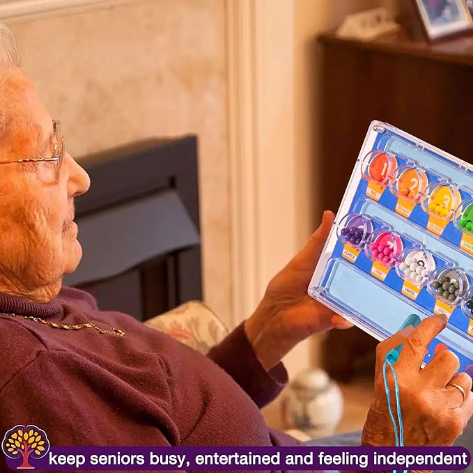Activities for Elderly with Dementia, Wooden Handhold Dementia Games for Seniors, Easy Magnetic Alzheimers Activities for Parkinson Patients, Memory Care Cognitive Puzzle Matching Board (Blue)