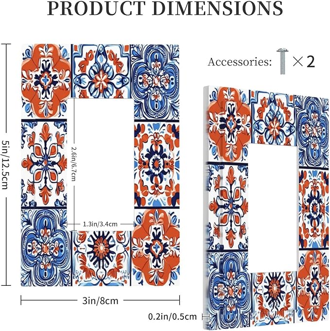 Decorative Outlet Covers Colorful Talavera Mexican Tile 1 Gang Single Rocker Light Switch Cover Plate Wall Plates Gfci Faceplate For Bathroom Kitchen Decor