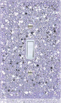 Purple Glitter Light Switch Cover,Sparkle Wall Plate for Girls Room,Single Toggle 5.10''x3.15''
