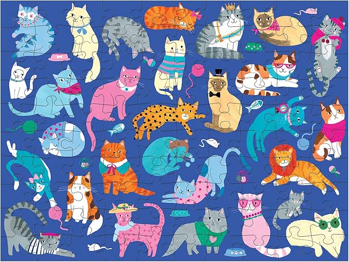 Mudpuppy Cats and Dogs Double-Sided Puzzle, 100 Pieces, 22”x16.5” – Perfect Family Puzzle for Ages 6+ - Colorful Illustrations of Dogs on One Side and Cats on the Other – Two Fun Puzzles in One Box