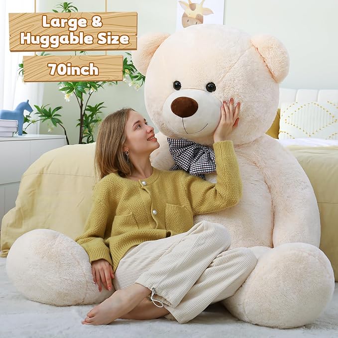 Toys Studio 71 inch Extra Large Teddy Bear Jumbo Plush White Toy Big Polar Bear Stuffed Animal Lifesize Gift Decorations for Girlfriend Girls Women Wife Christmas Birthday Valentines Day