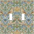 William Morris Strawberry Thrush Birds 2 Gang Light Switch Cover Double Toggle Wall Plate Vintage Floral Flowers Plant Electrical Switchplate Covers for Country Bedroom Home Décor