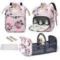 GurZinn Diaper Bag Backpack with Changing Station, Foldable for Bady Toddler, 3 in 1 Large Capacity Newborn Essentials Organizer with Stroller Hook for Girls and Boys（Pink）