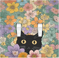 Decorative Switch Plates Funny Cute Cartoon Cat Floral Colorful Flower 2 Gang Double Toggle Outlet Light Switch Cover Wall Plate Electrical Faceplate For Kids Room Nursery Decor