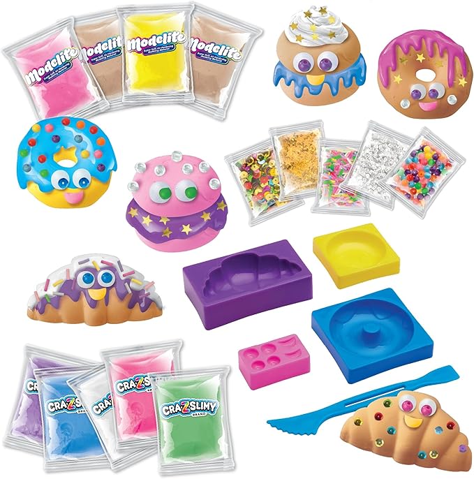 CRA-Z-Slimy Dessert Slime Kit for Girls, DIY Pastry Slime Set with Molds, Confetti, Sprinkles & Air-Dry Compound