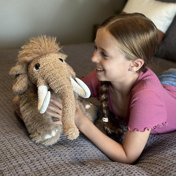 BENINY Woolly Mammoth Plush Toy, Cute Soft Elephant Stuffed Animal for Boys Girls Kids, 16" Cuddly Christmas Birthday Gift for Ancient Animal Lover