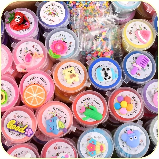 58-Pack Butter Slime Kit – Mini Slime Party Favors for Girls & Boys, Scented Bulk Slime Supplies for Kids, Soft & Non-Sticky Stress Relief Toy, Birthday Goodie Bag Stuffers