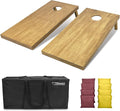 GoSports 4 ft x 2 ft Regulation Size Wooden Cornhole Boards Set with Light Brown Finish - Includes Carrying Case (Choose Your Colors)