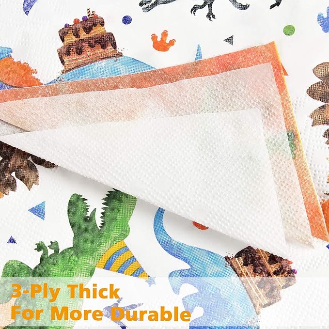 Watercolor Dinosaur Party Plates and Napkins - Dinosaur Party Supplies Bundles for Boys Kids Birthday Disposable Dinner Dessert Cake Luncheon Plates Napkins Tableware Set Serves 16 Guests 48 Pieces