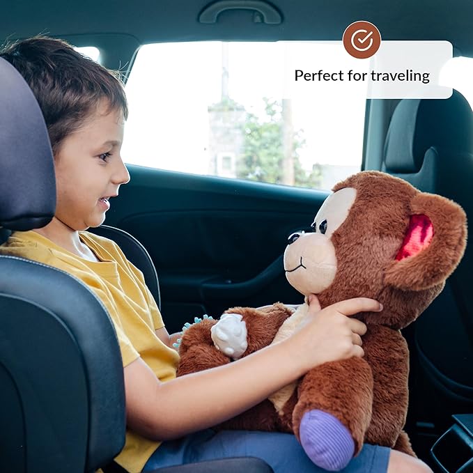 ODOXIA Sensory Monkey Stuffed Animal | Sensory Plush Toy | Fidget Stuffed Animal for Kids | Great for Sensory Needs | Sensory Stuffed Animals for Children | Sensory Pillow Plush