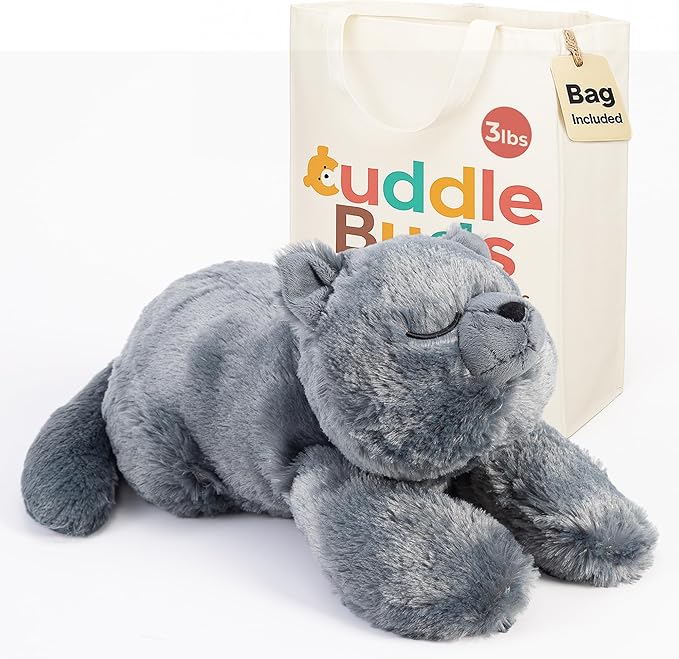 Cuddle Buds 3lbs Weighted Cat Stuffed Animal for Sensory Needs, 20'' Cat Plush Large, Weighted Stuffed Animals for Adults and Kids, Cute Soft Plush Toy Gift for Kids and Adults, Small Plushies
