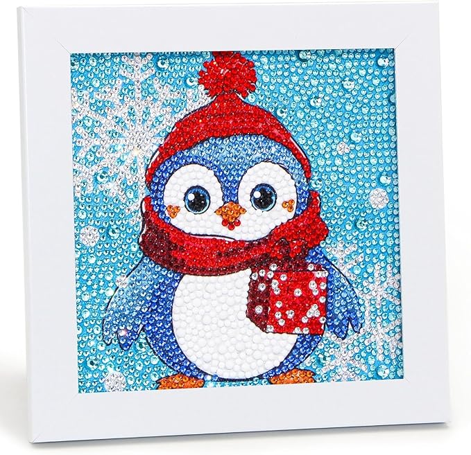 Libfx Diamond Art Kits for Kids with Frame Diamond Art for Girls Boys Beginners Arts and Crafts Ages 8-12 Birthday Gifts (CW-Penguin)
