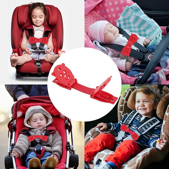 Anti Escape Baby Harness Chest Clips Strap Lock, Prevent Children/Kids Taking Their Arms Out of Child High Chairs/Strollers/Baby Reins, Red(2 Pack)