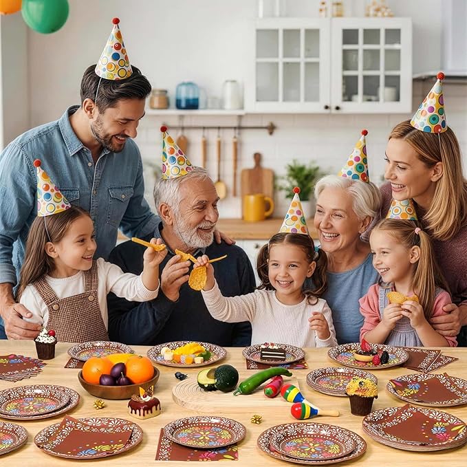 WERNNSAI Cielito Lindo Party Decoration - 48PCS Mexican Plates and Napkins Platos de Barro Mexicanos for Birthday Baby Shower Cinco de Mayo Talavera Party Decor Serves 16 Guest