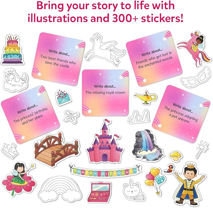 Skillmatics Storybook Art Kit - Create Fairytale Stories, DIY Craft & Writing Kit with 300+ Stickers, Scrapbooking & Journal Activity, Screen-Free Fun, Gifts for Kids Ages 5, 6, 7, 8, 9, 10