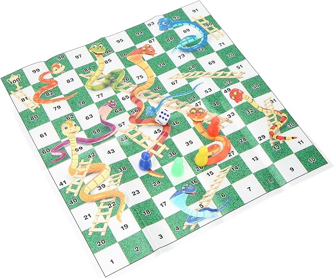 Foldable Ladder Board Game Set, 3 in 1 Flying Chess and Snake Chess Family Dice Game with Clear Storage Box, for Kids Adults Travel Camping Party Gifts