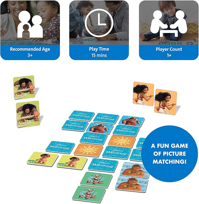 Wonder Forge Disney Moana Matching Game - Fun and Educational Memory Game for Boys and Girls Ages 3-5 - Featuring Moana and Maui - Toddler Learning Activity